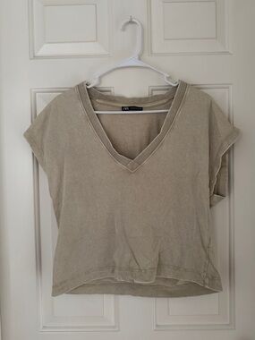 Zara Washed Effect V-Neck Top